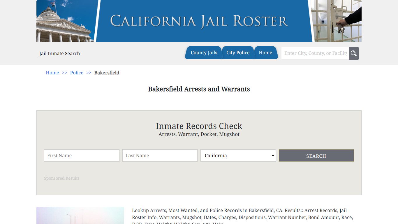 Bakersfield Arrests and Warrants | Jail Roster Search