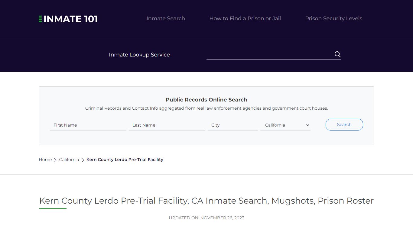 Kern County Lerdo Pre-Trial Facility, CA Inmate Search, Mugshots ...